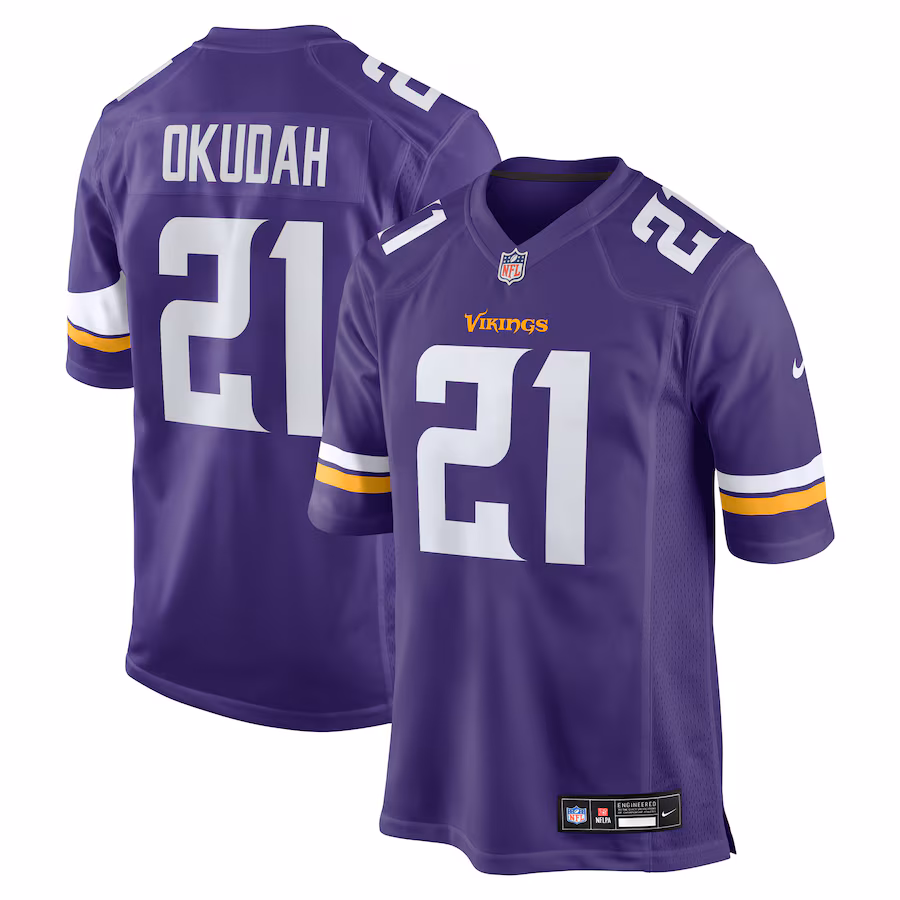 Men's Minnesota Vikings Jeff Okudah Nike Purple Team Game Jersey - Jersey