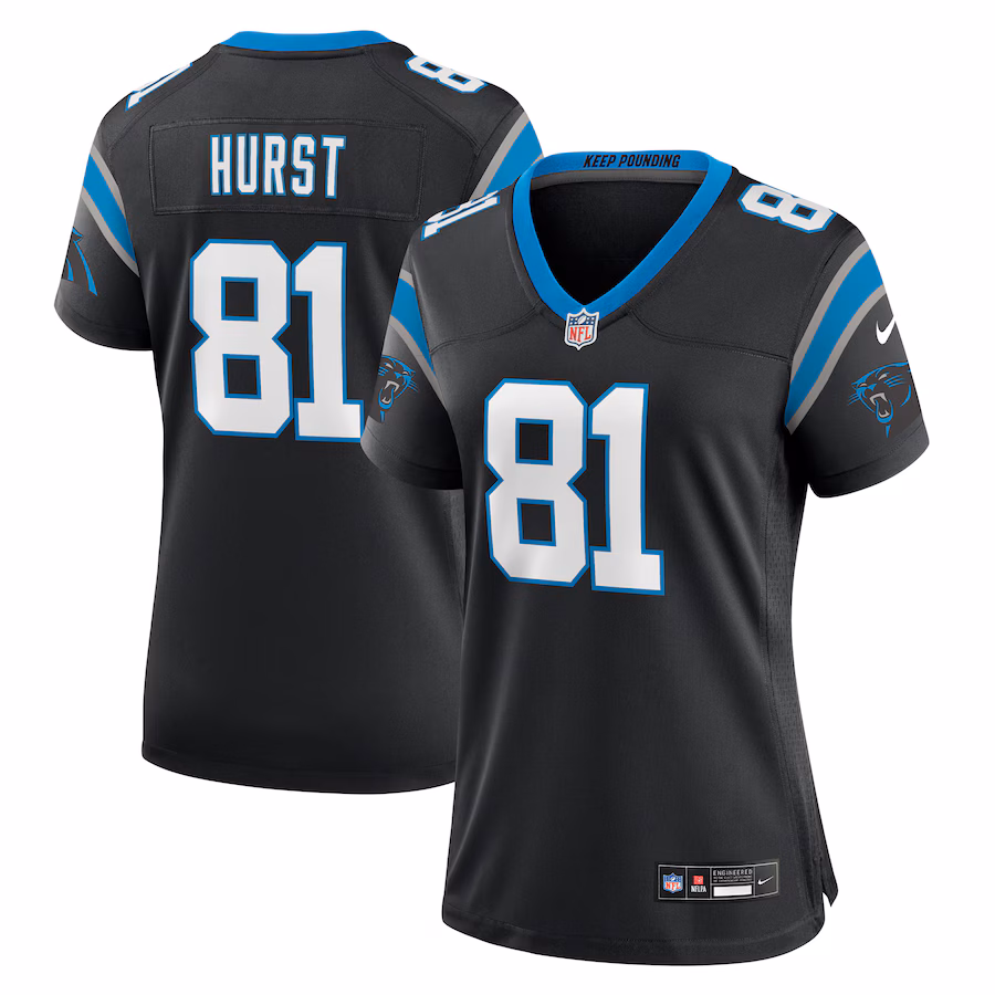 Women's Carolina Panthers Hayden Hurst Nike Black Team Game Jersey - Jersey