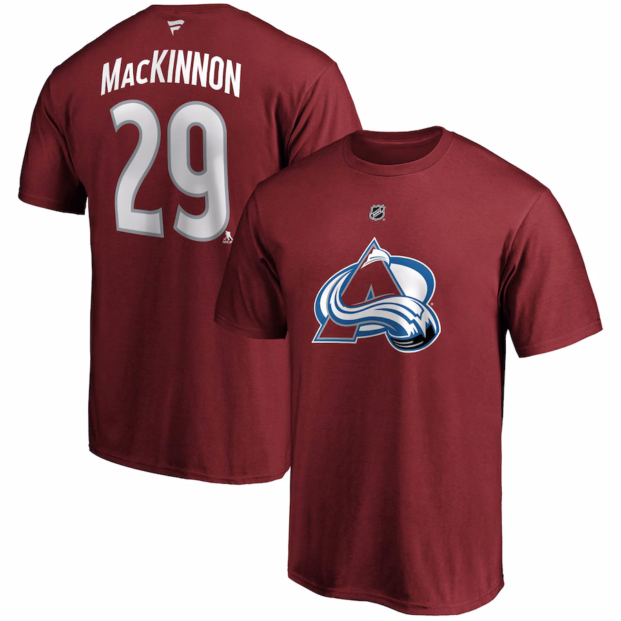 Men's Colorado Avalanche Nathan MacKinnon Fanatics Burgundy Big & Tall Name & Number T-Shirt - Jersey