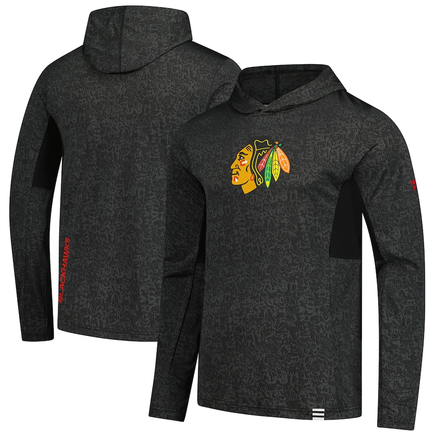 Men's Chicago Blackhawks Fanatics Black Authentic Pro Lightweight Pullover Hoodie - Jersey