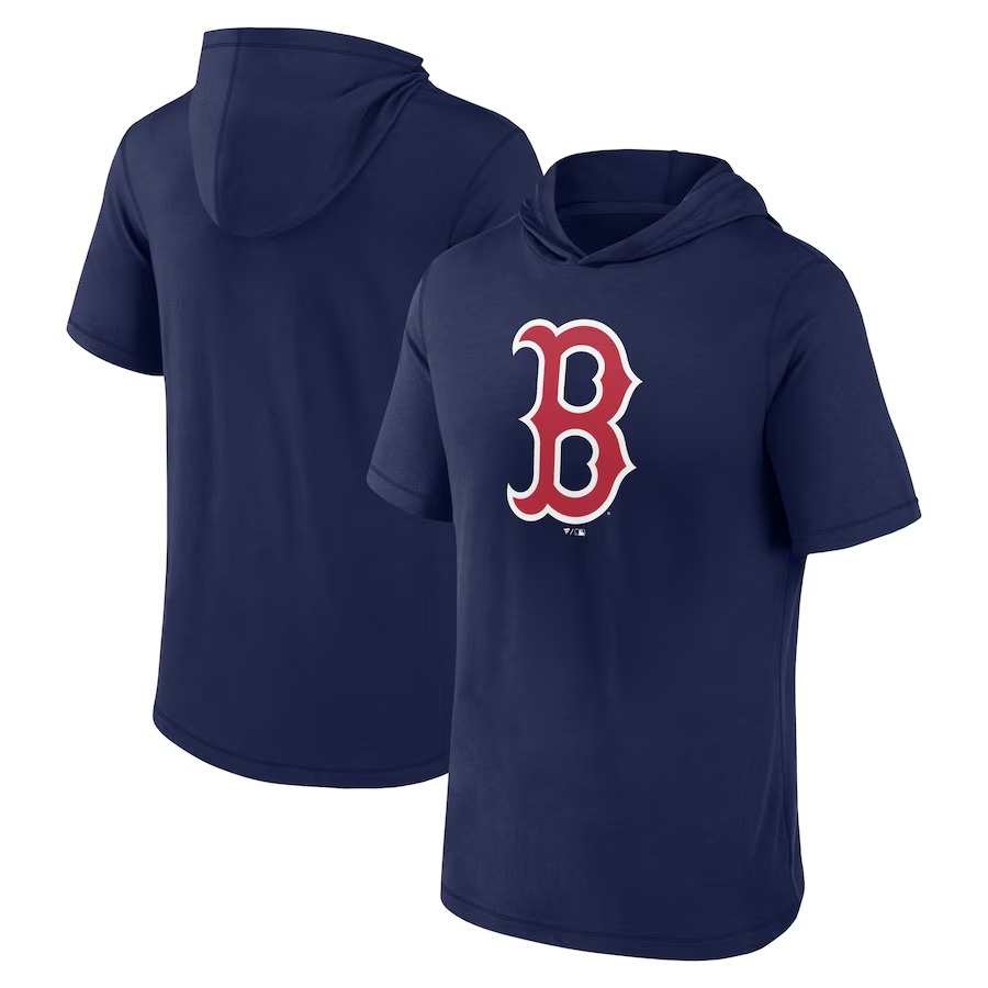Men's Boston Red Sox Fanatics Navy Short Sleeve Hoodie T-Shirt - Jersey