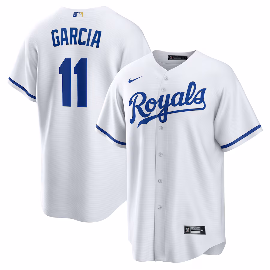 Men's Kansas City Royals Maikel Garcia Nike White Home Replica Jersey - Jersey