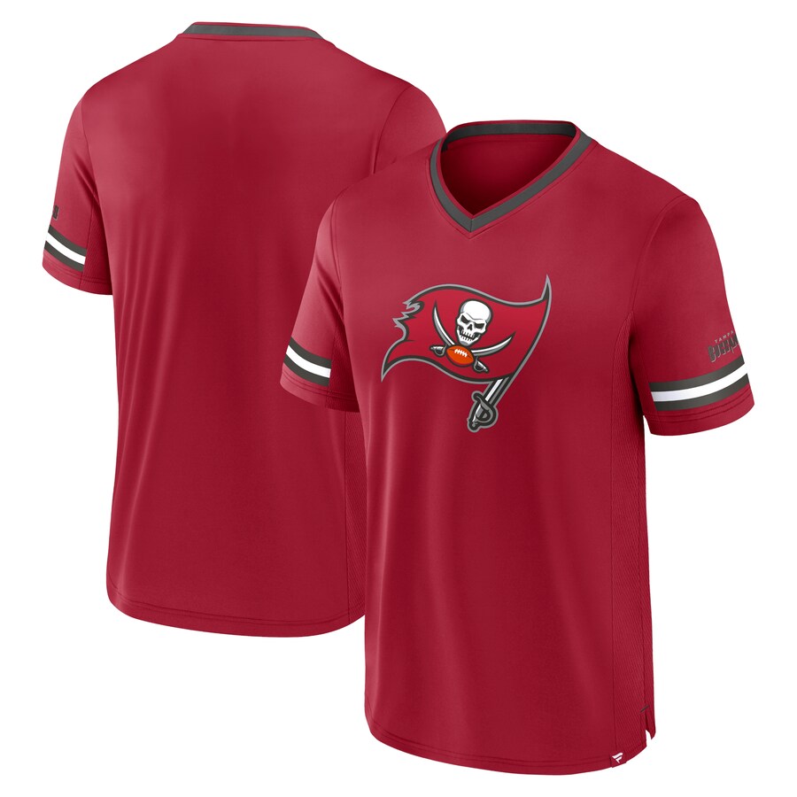 Men's Tampa Bay Buccaneers Fanatics Red Stripe Stacking T-Shirt - Jersey