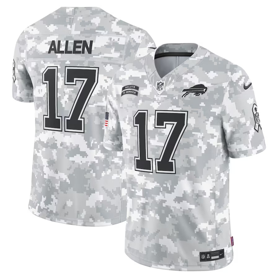 Men's Buffalo Bills Josh Allen Nike Arctic Camo 2024 Salute to Service Limited Jersey - Jersey