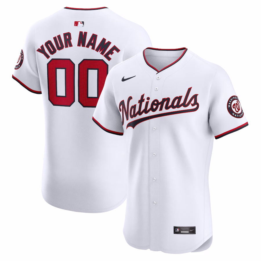 Men's Washington Nationals Nike White Home Elite Custom Jersey - Jersey