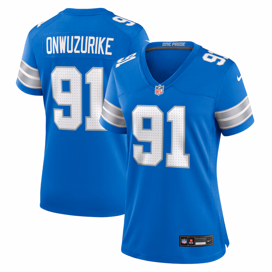 Women's Detroit Lions Levi Onwuzurike Nike Blue Team Game Jersey - Jersey