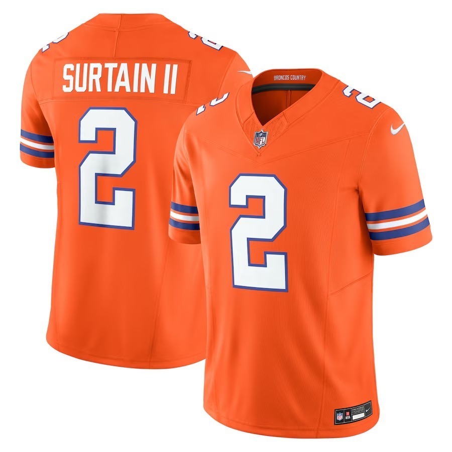 Men's Denver Broncos Patrick Surtain II Nike Orange Alternate Mile High Collection 1977 Throwback Vapor F.U.S.E. Elite Jersey - Jersey