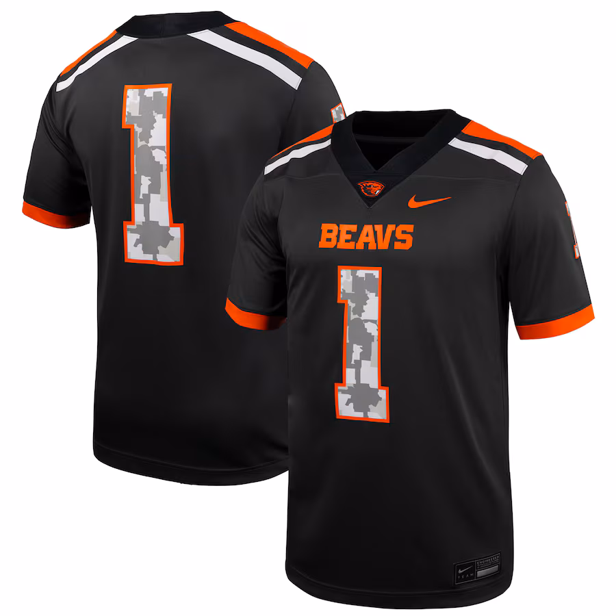 Men's Nike #1 Anthracite Oregon State Beavers Untouchable Replica Football Jersey - Jersey