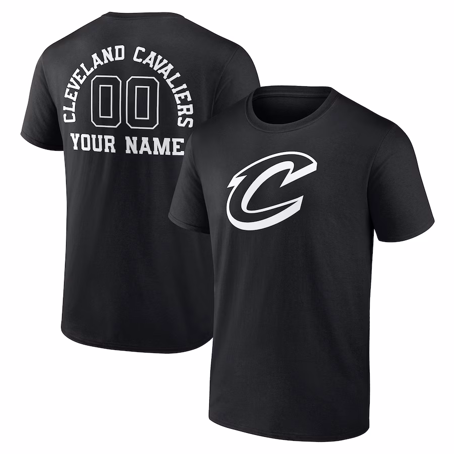 Men's Cleveland Cavaliers Black Personalized Name & Number Monochrome T-Shirt - Jersey
