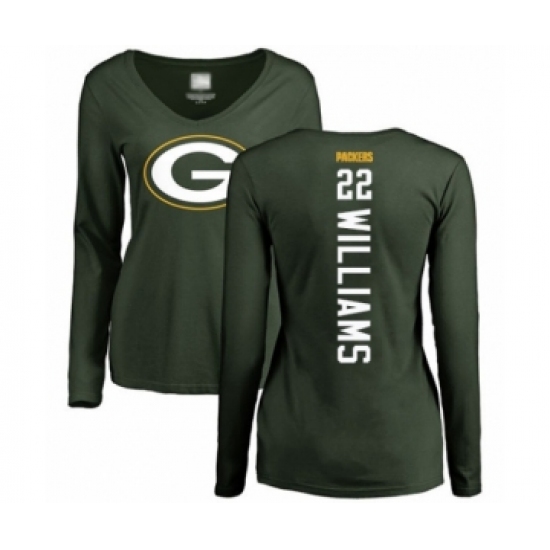 Football Women's Green Bay Packers #22 Dexter Williams Green Backer Long Sleeve T-Shirt - Jersey