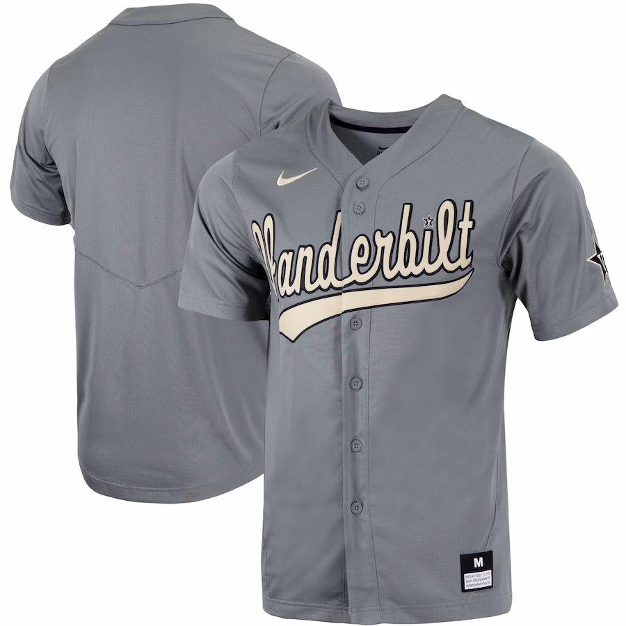 Vanderbilt Commodores Nike Replica Full-Button Baseball Jersey - Charcoal - Jersey