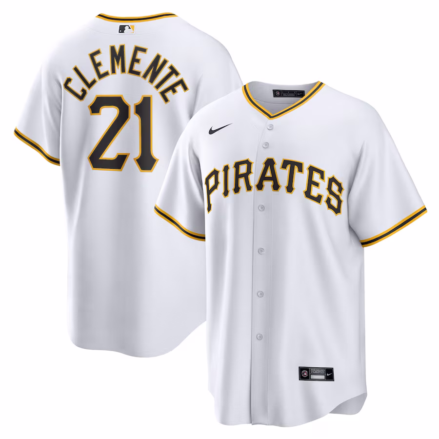 Men's Pittsburgh Pirates Roberto Clemente Nike White Home Replica Player Name Jersey - Jersey