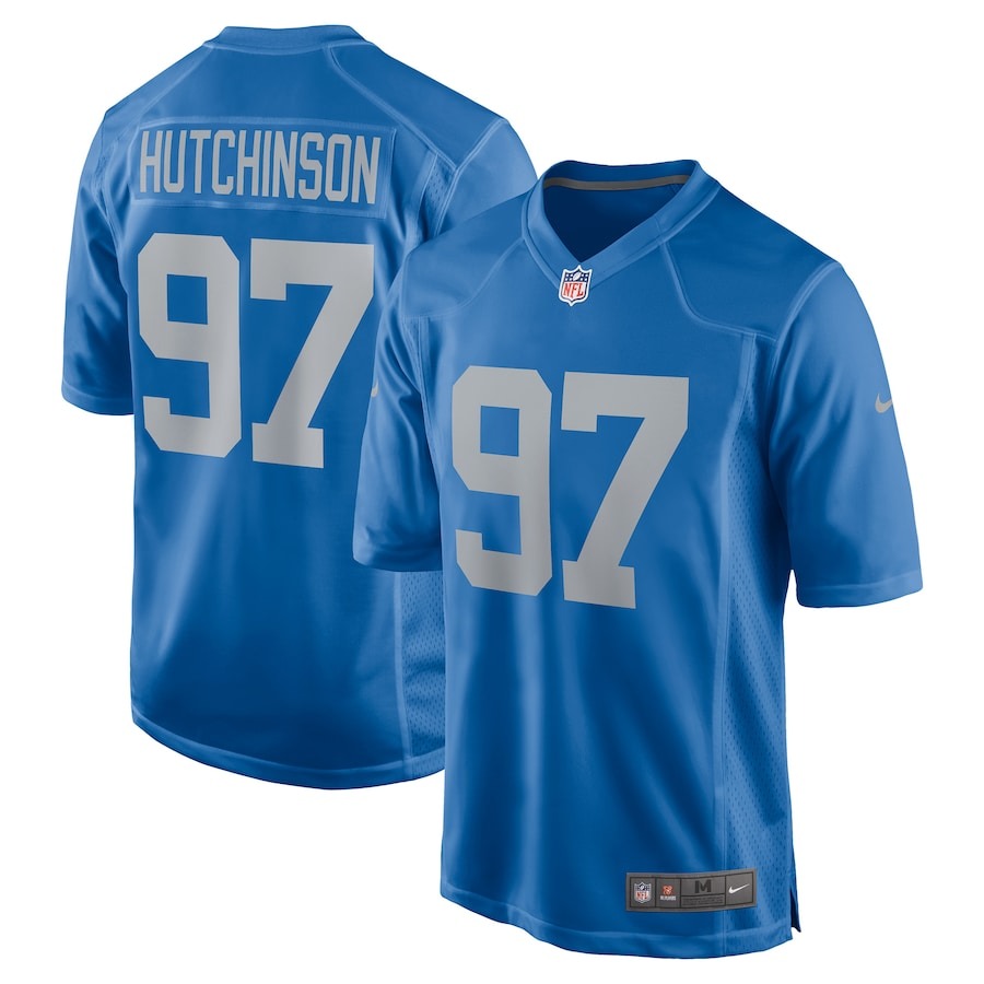 Men's Detroit Lions Aidan Hutchinson Nike Blue Player Game Jersey - Jersey