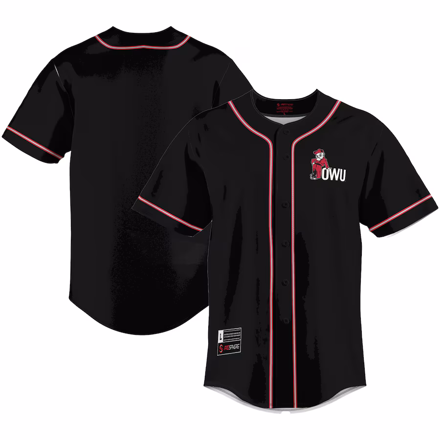 Youth ProSphere Black Ohio Wesleyan Battling Bishops Baseball Jersey - Jersey