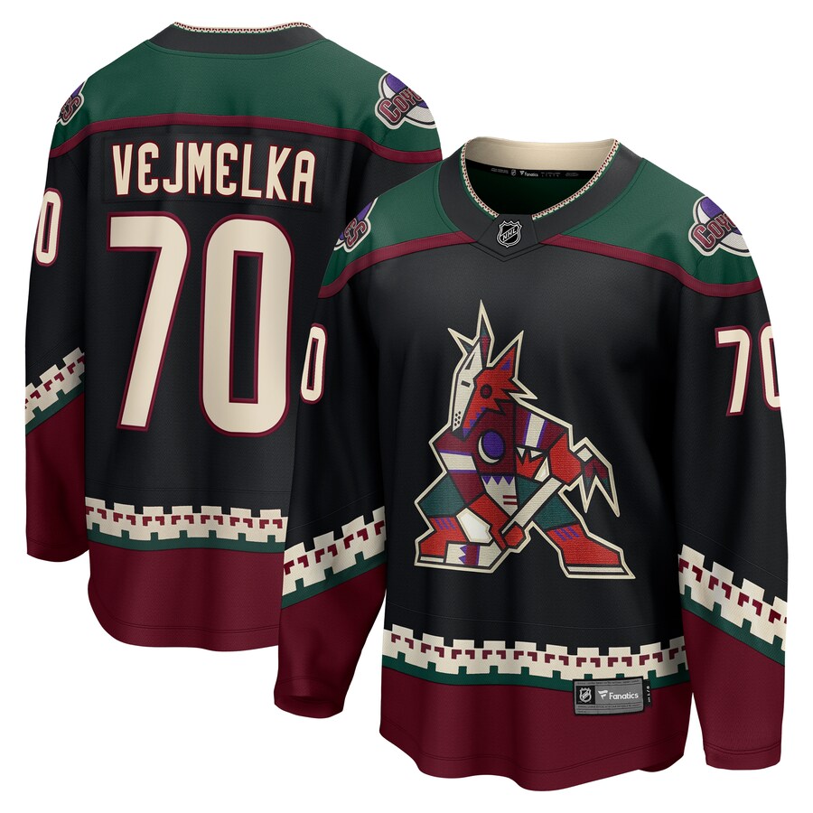 Men's Arizona Coyotes Karel Vejmelka Fanatics Branded Black Home Breakaway Jersey - Jersey