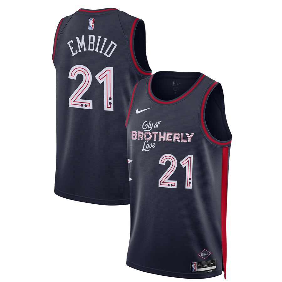 Unisex Philadelphia 76ers Joel Embiid Nike Navy 2023/24 Swingman Jersey - City Edition - Jersey