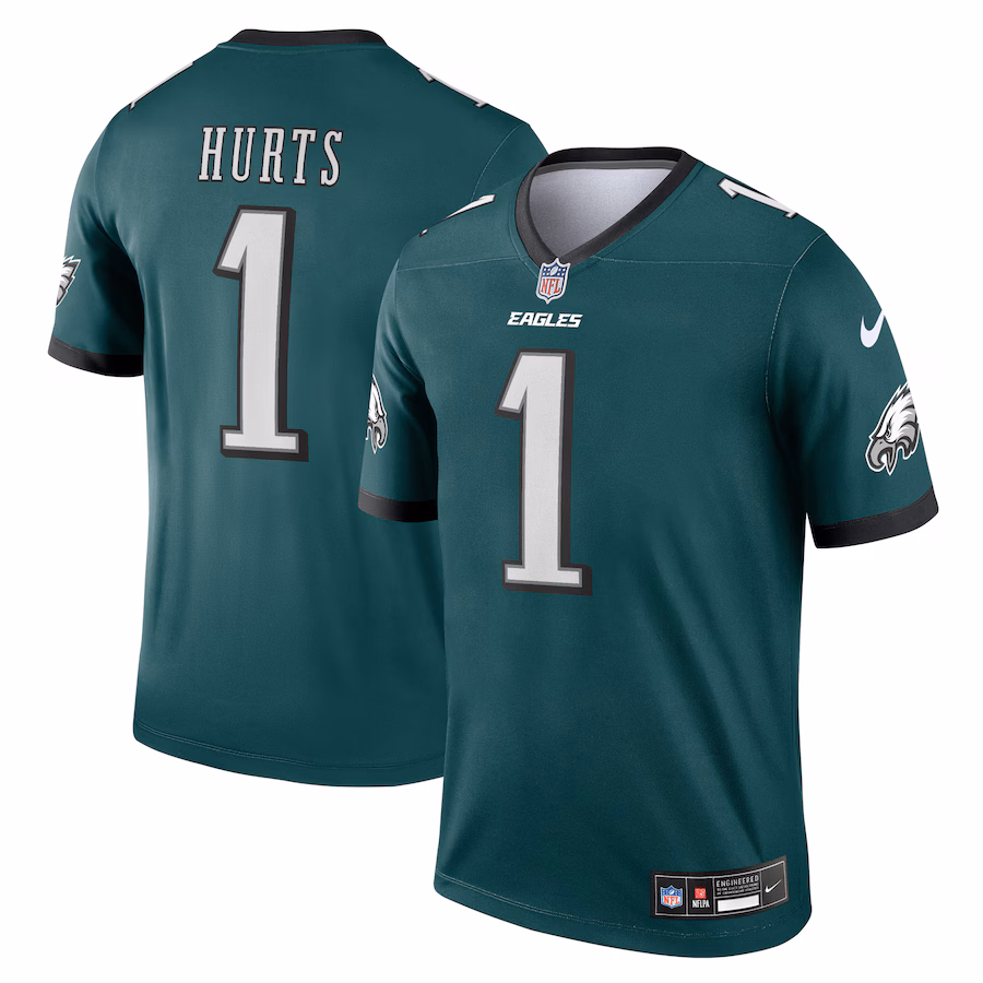 Men's Philadelphia Eagles Jalen Hurts Nike Green Team Legend Player Performance Top - Jersey