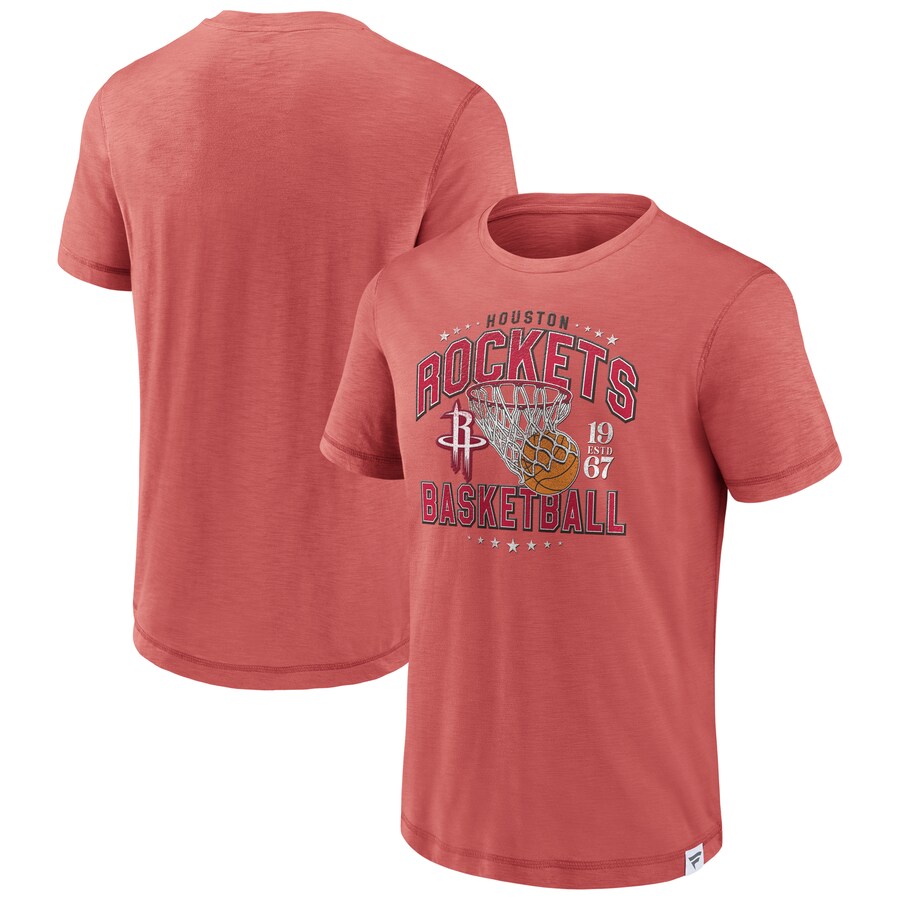Men's Houston Rockets Fanatics Red Reinforce True Classics Vintage Slub T-Shirt - Jersey