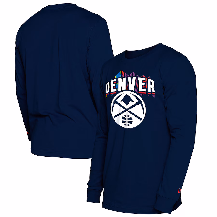 Men's Denver Nuggets  New Era Navy 2024/25 City Edition Long Sleeve T-Shirt - Jersey