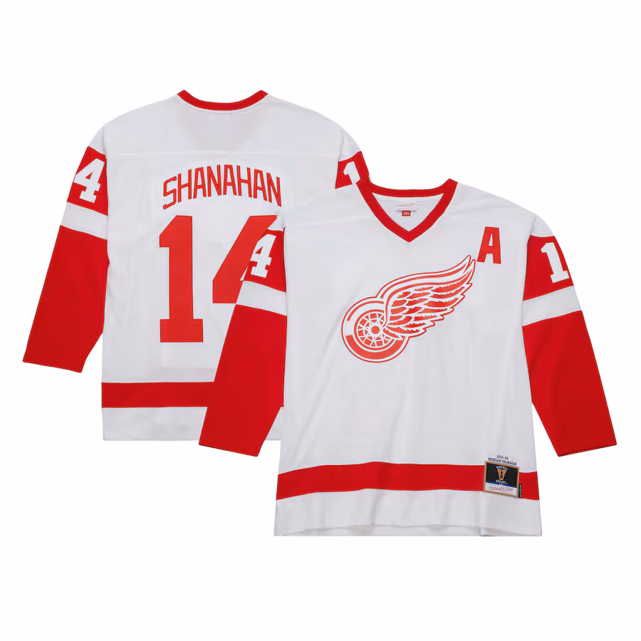 Men's Detroit Red Wings Brendan Shanahan Mitchell & Ness White 2001/02 Alternate Captain Blue Line Player Jersey - Jersey