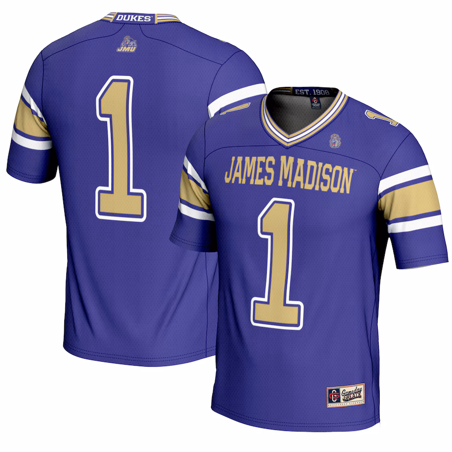 Men's GameDay Greats #1 Purple James Madison Dukes Endzone Football Jersey - Jersey