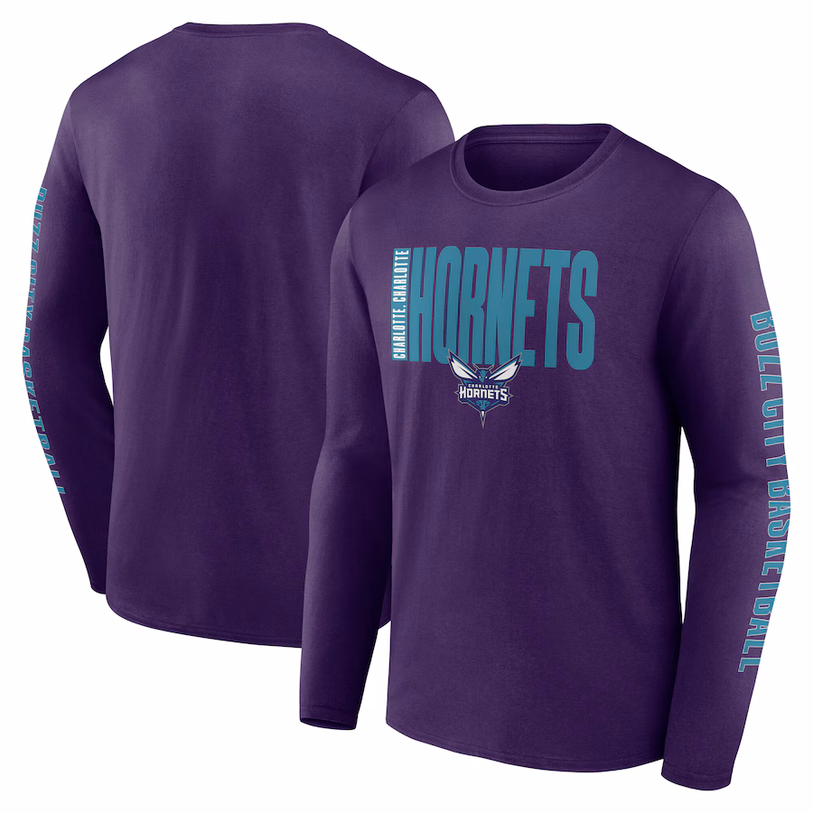 Men's Charlotte Hornets Purple Vision Long Sleeve T-Shirt - Jersey