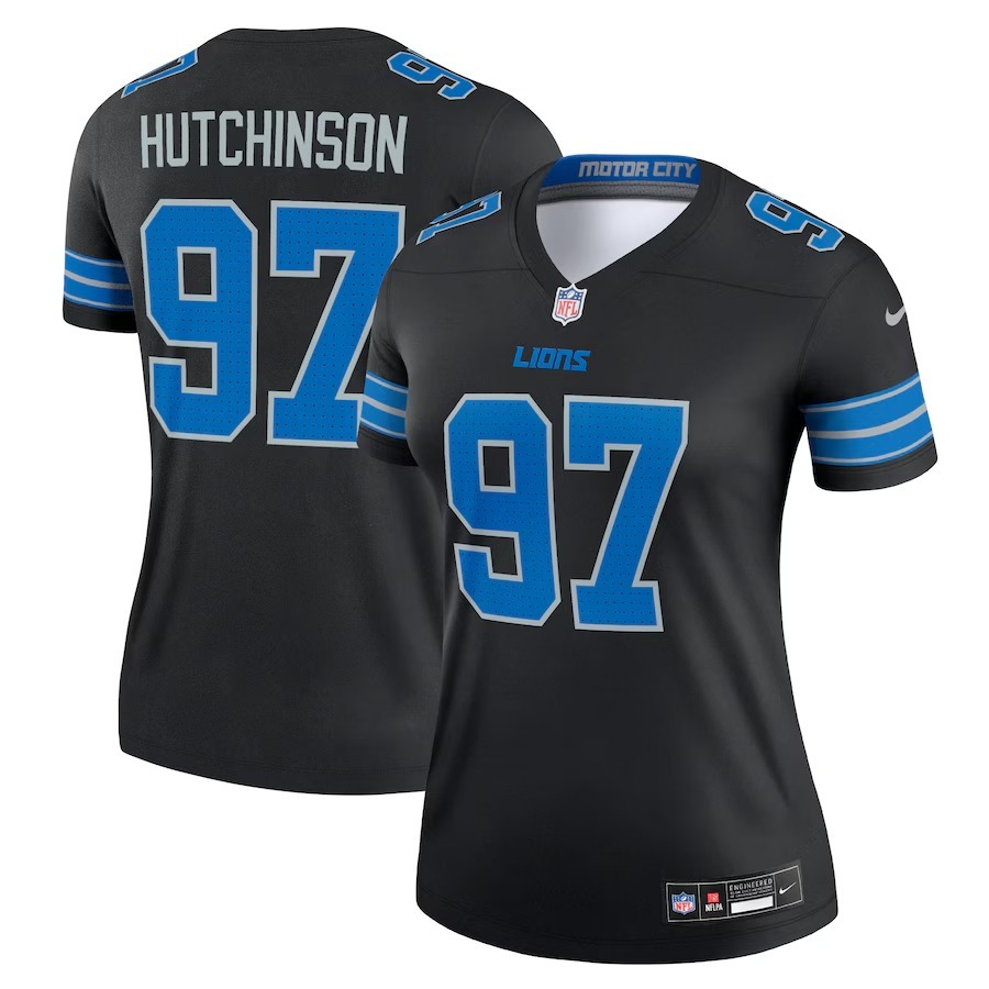 Women's Detroit Lions Aidan Hutchinson Nike Black Alternate Legend Player Performance Top - Jersey