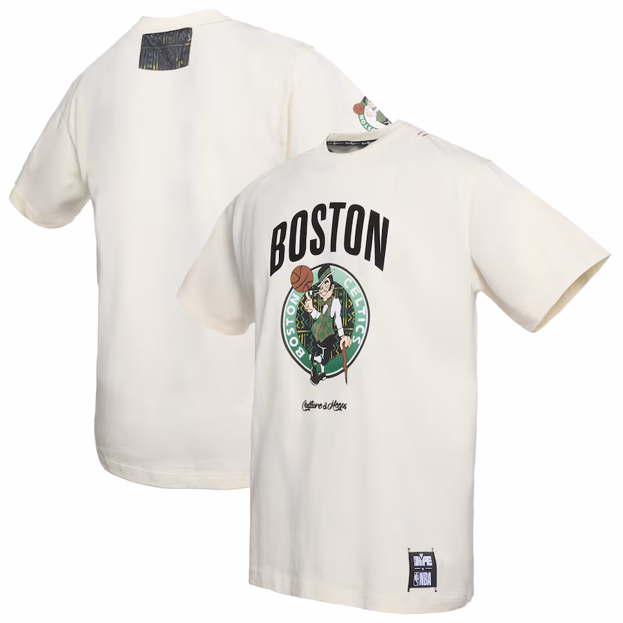 Men's Boston Celtics  NBA x Two Hype Cream Culture & Hoops Collection Premium T-Shirt - Jersey
