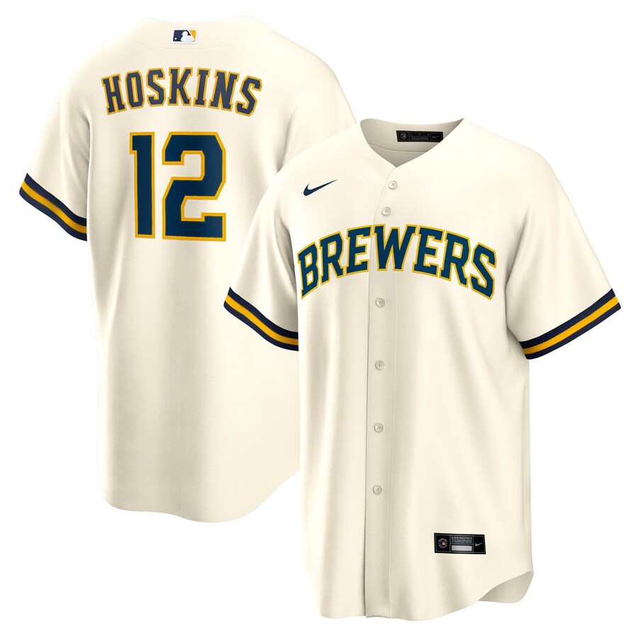 Men's Milwaukee Brewers Rhys Hoskins Nike Cream Home Replica Player Jersey - Jersey