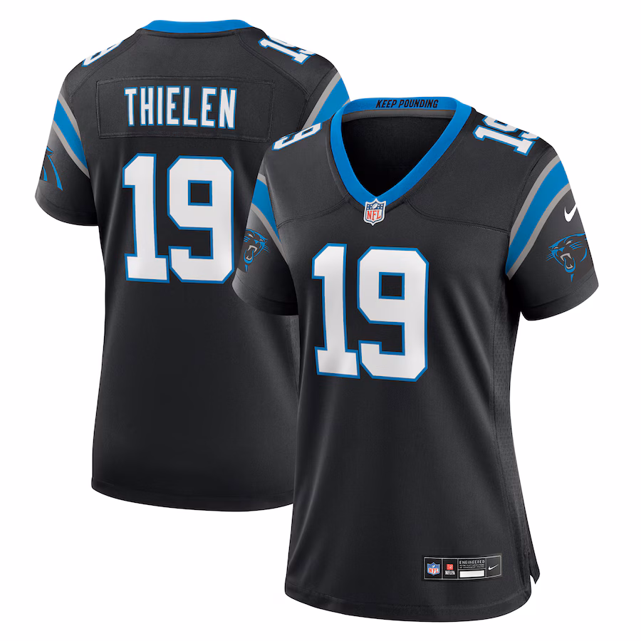 Women's Carolina Panthers Adam Thielen Nike Black Team Game Jersey - Jersey