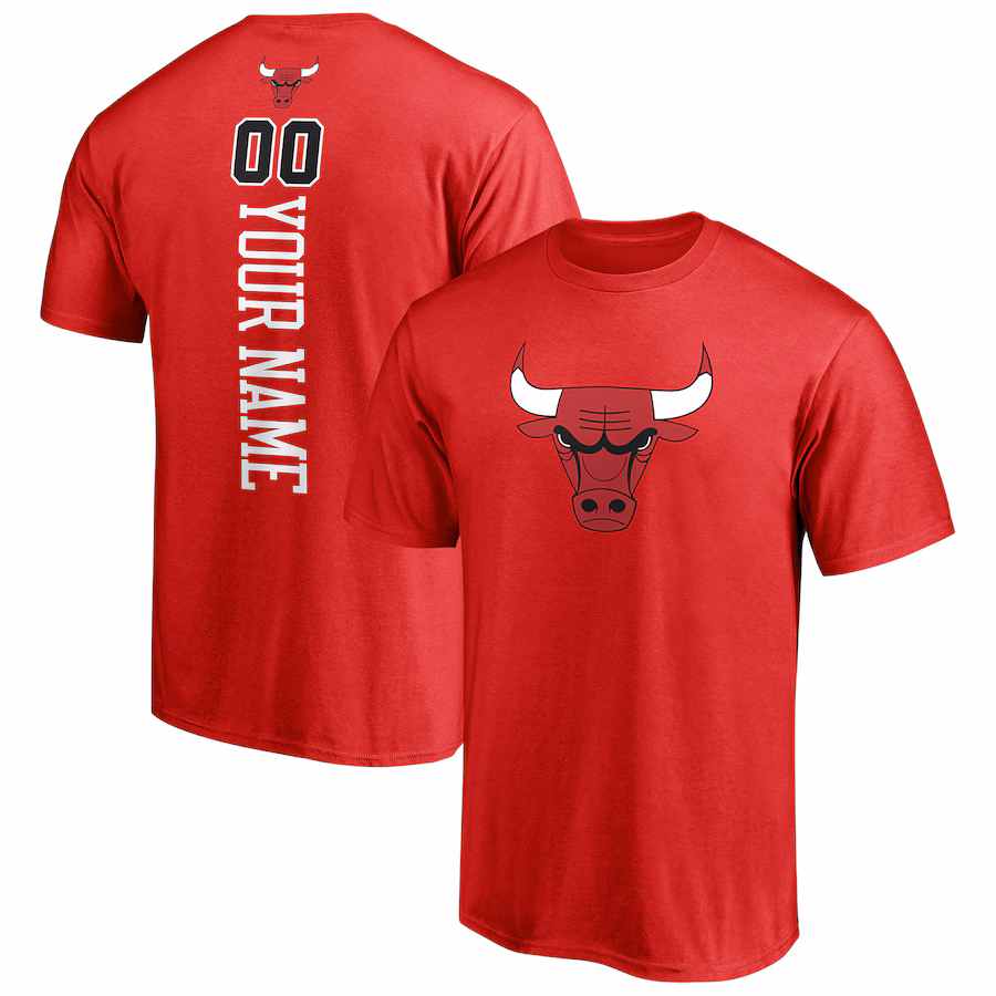 Men's Chicago Bulls Red Playmaker Personalized Name & Number T-Shirt - Jersey