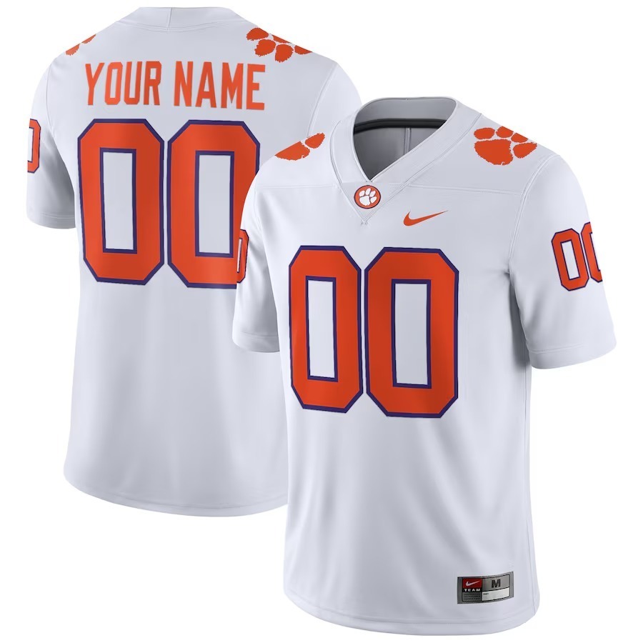 Clemson Tigers Nike Custom Football Game Jersey - White - Jersey