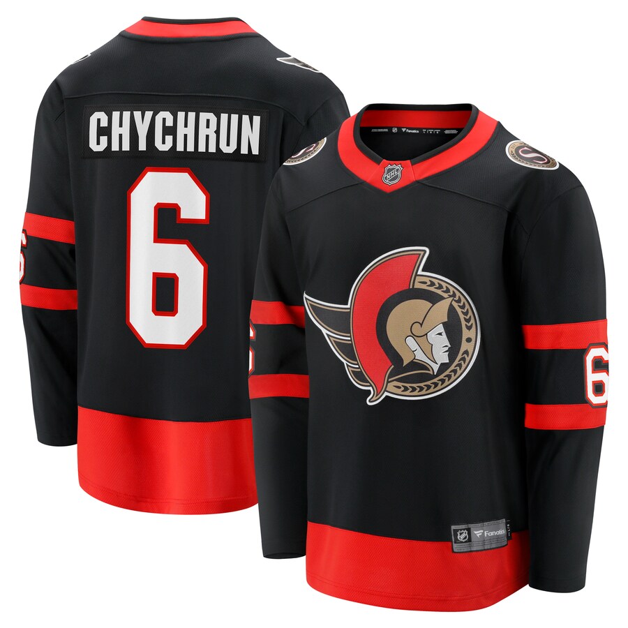 Men's Ottawa Senators Jakob Chychrun Fanatics Branded Black Home Breakaway Jersey - Jersey