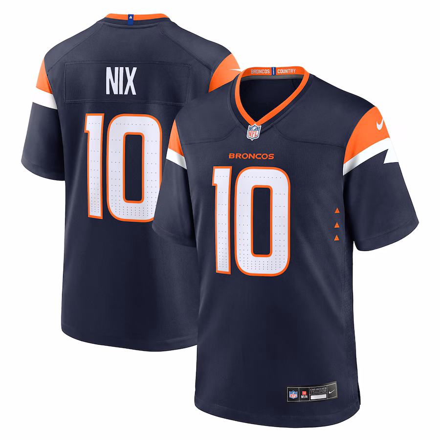 Youth Denver Broncos Bo Nix Nike Navy Game Jersey - Jersey