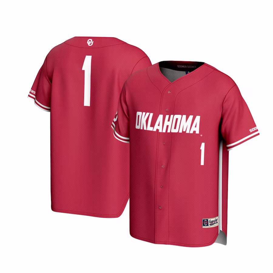 #1 Oklahoma Sooners GameDay Greats Lightweight Baseball Jersey - Crimson - Jersey