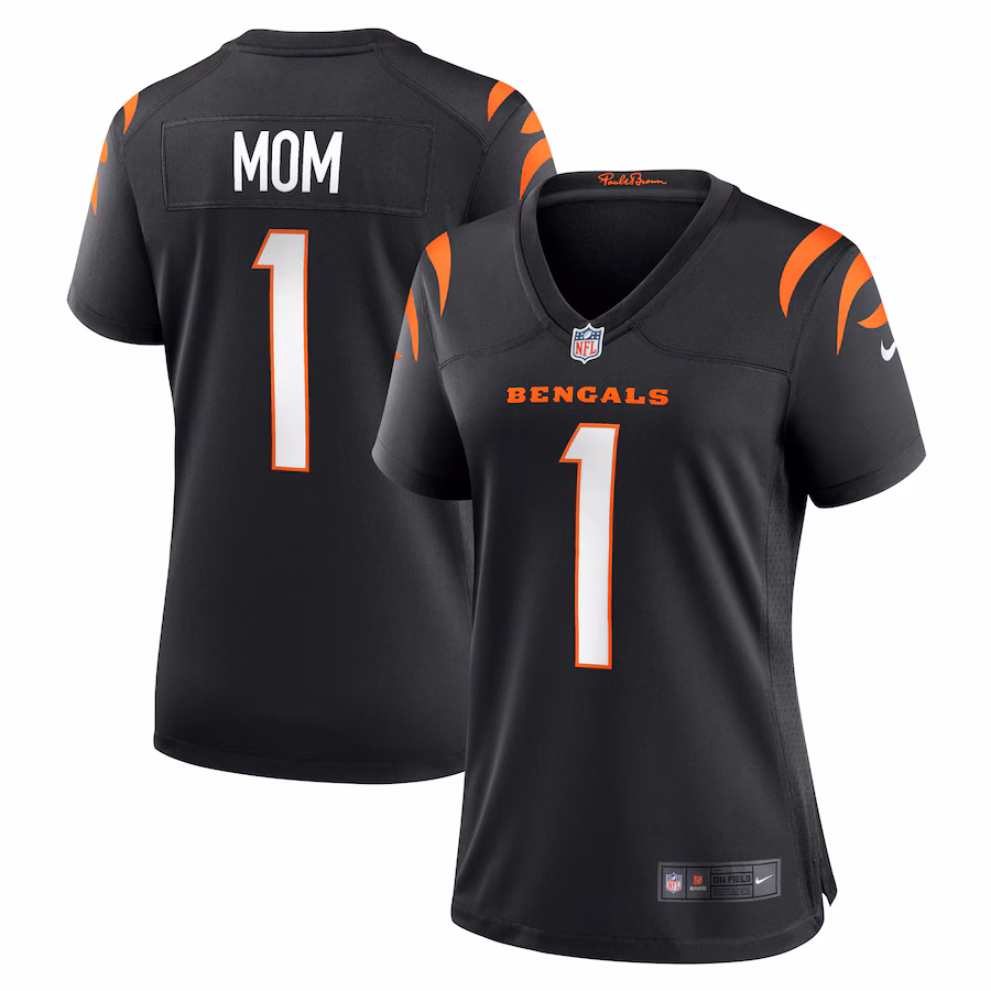 Women's Cincinnati Bengals Number 1 Mom Nike Black Game Jersey - Jersey