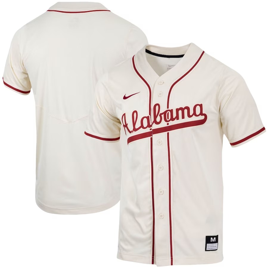 Alabama Crimson Tide Nike Replica Full-Button Baseball Jersey - Natural - Jersey