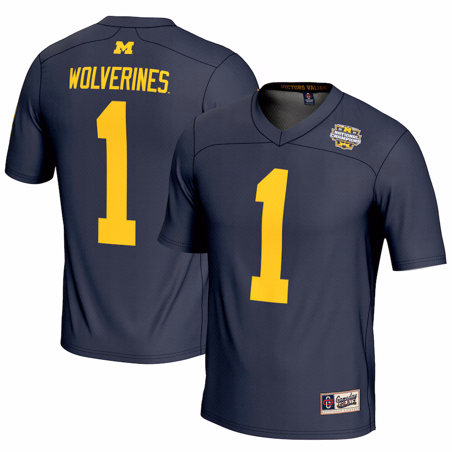 Youth GameDay Greats #1 Navy Michigan Wolverines College Football Playoff 2023 National Champions Lightweight Fashion Jersey - Jersey