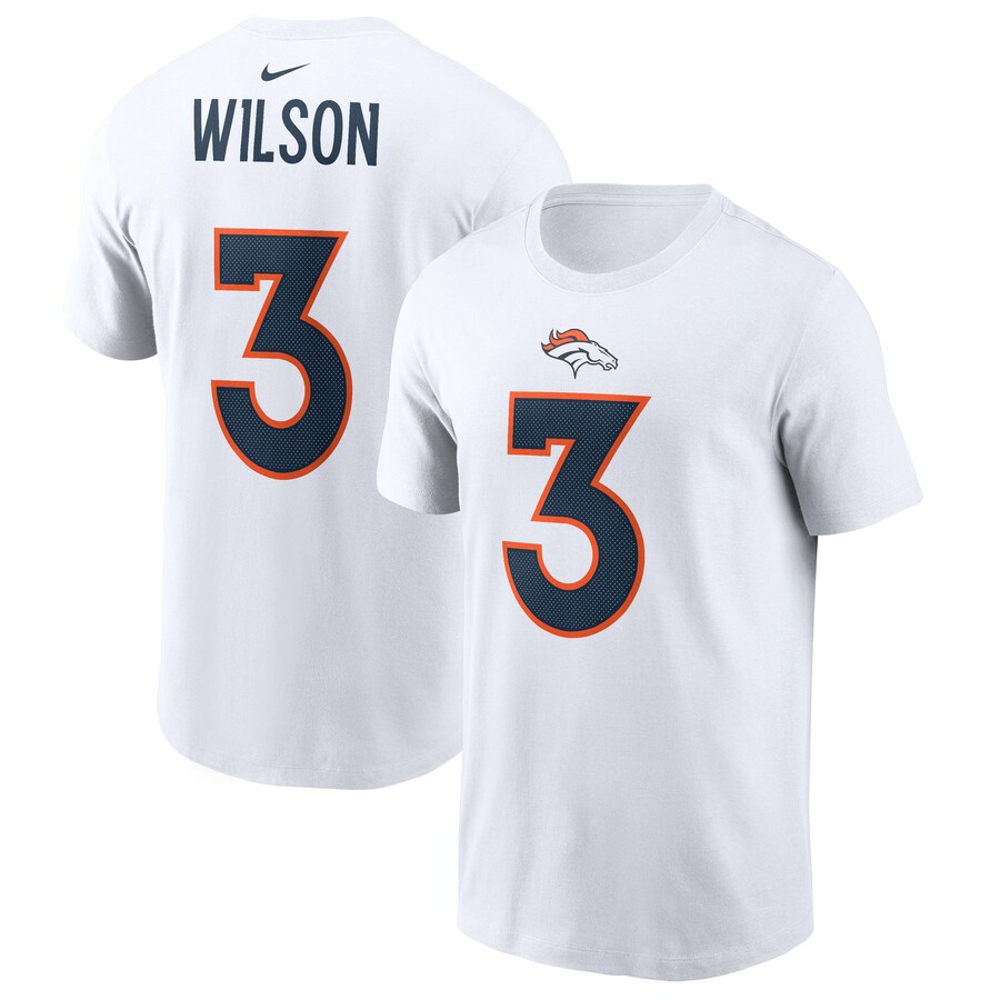 Men's Denver Broncos Russell Wilson Nike White Player Name & Number T-Shirt - Jersey