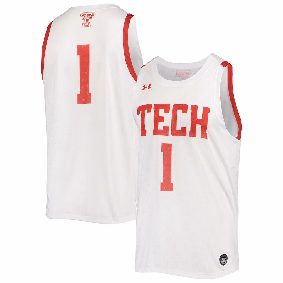 Men's Under Armour #1 White Texas Tech Red Raiders Alternate Replica Basketball Jersey - Jersey