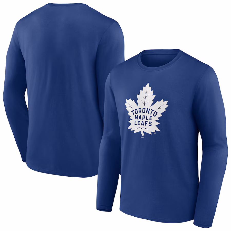 Men's Toronto Maple Leafs Blue Primary Logo Long Sleeve T-Shirt - Jersey
