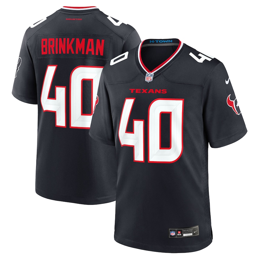 Men's Houston Texans Austin Brinkman Nike Navy Team Game Jersey - Jersey
