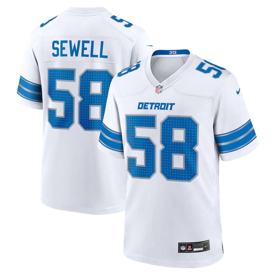 Men's Detroit Lions Penei Sewell Nike White Game Jersey - Jersey