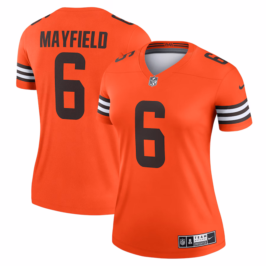 Women's Cleveland Browns Baker Mayfield Nike Orange Inverted Legend Jersey - Jersey