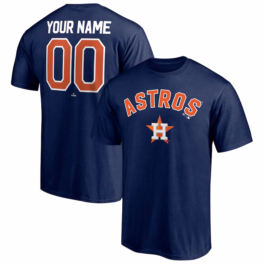 Men's Houston Astros Navy Personalized Team Winning Streak Name & Number T-Shirt - Jersey