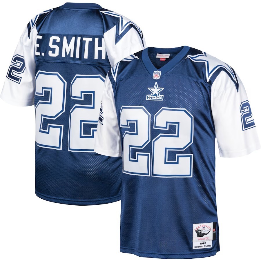 Men's Dallas Cowboys 1995 Emmitt Smith Mitchell & Ness Navy Authentic Throwback Retired Player Jersey - Jersey