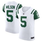 Men's New York Jets Garrett Wilson Nike White Classic Alternate Vapor F.U.S.E. Elite Jersey - Jersey