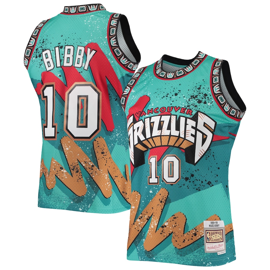 Men's Vancouver Grizzlies Mike Bibby Mitchell & Ness Teal Hardwood Classics 1998/99 Hyper Hoops Swingman Jersey - Jersey