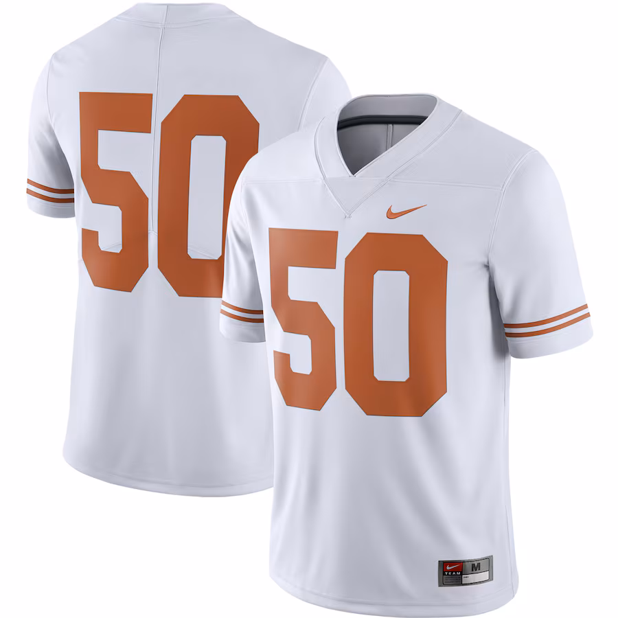Men's Nike #50 White Texas Longhorns College Alternate Limited Jersey - Jersey