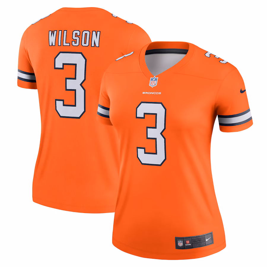 Women's Denver Broncos Russell Wilson Nike Orange Alternate Legend Player Performance Top - Jersey